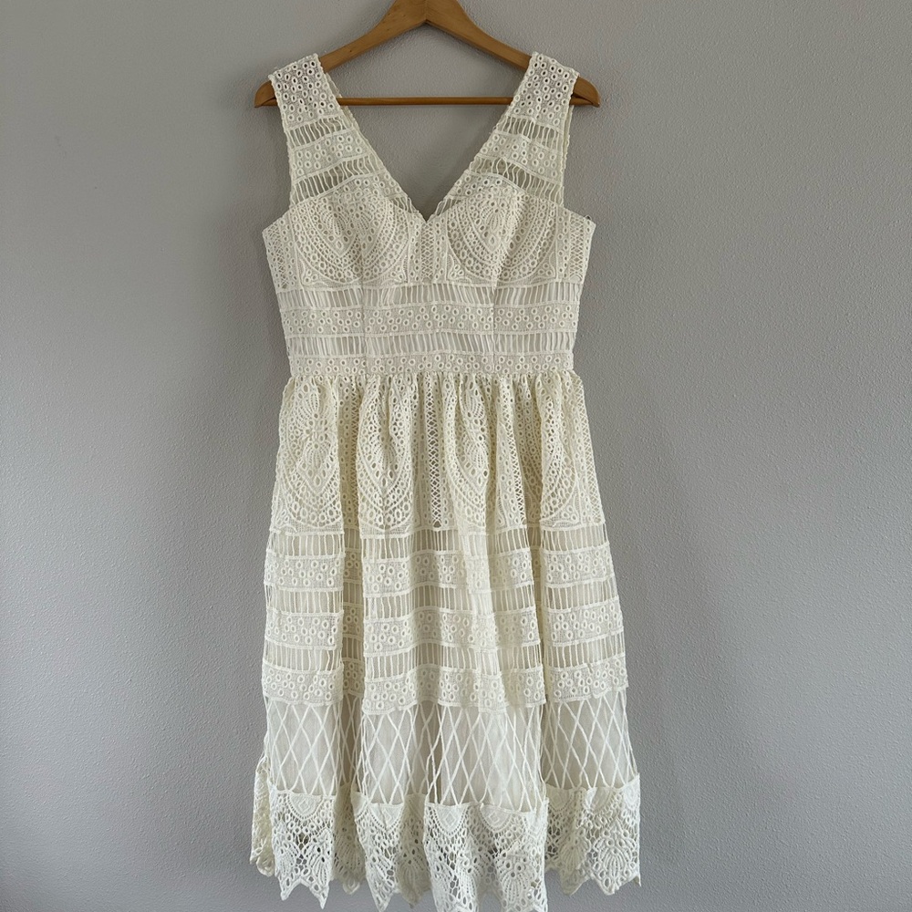 Chi Chi London Cream A-Line Midi Dress